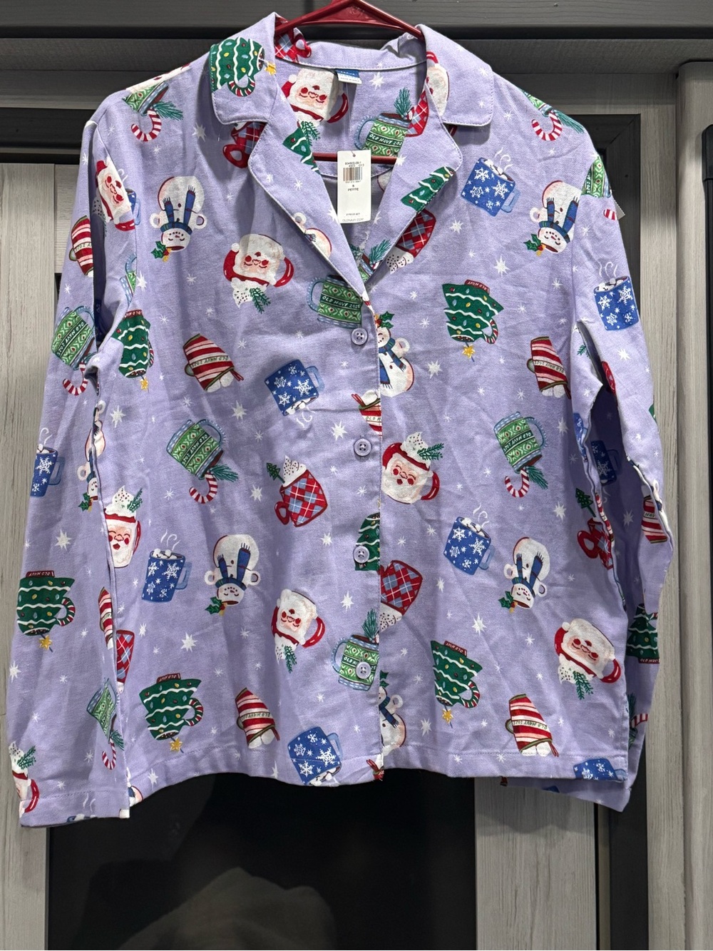 Old Navy Lavender Holiday Pajama Shirt with Festive Print